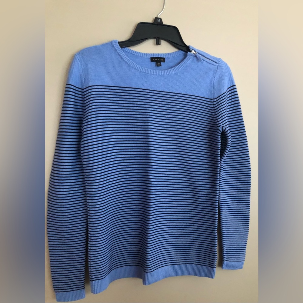 TALBOTS Sky Blue Striped Sweater  Size XS